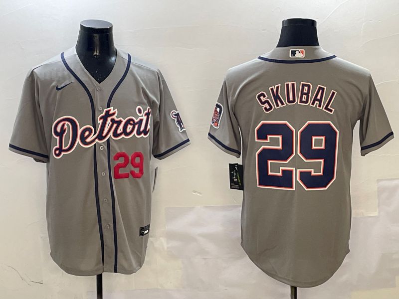 Men Detroit Tigers 29 Skubal Grey Game 2025 Nike MLB Jersey style 3124